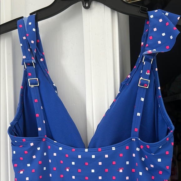 Lilly Pulitzer Delphine Borealis Blue Lilly Squared One Piece Swimsuit sz 8 - Picture 2 of 7